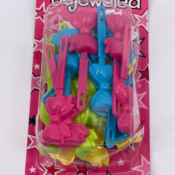 30 Vintage Plastic Barrettes Bejeweled brand W320774BA Colorful Retro NOS NEW - Picture 2 of 7